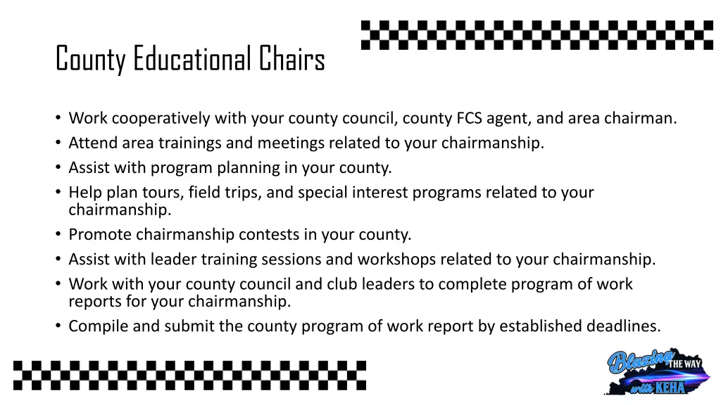 county educational chairs