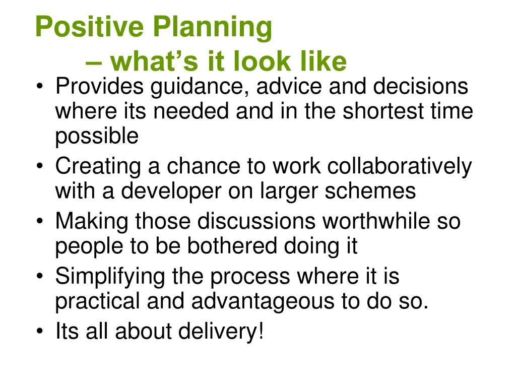 positive planning what s it look like provides