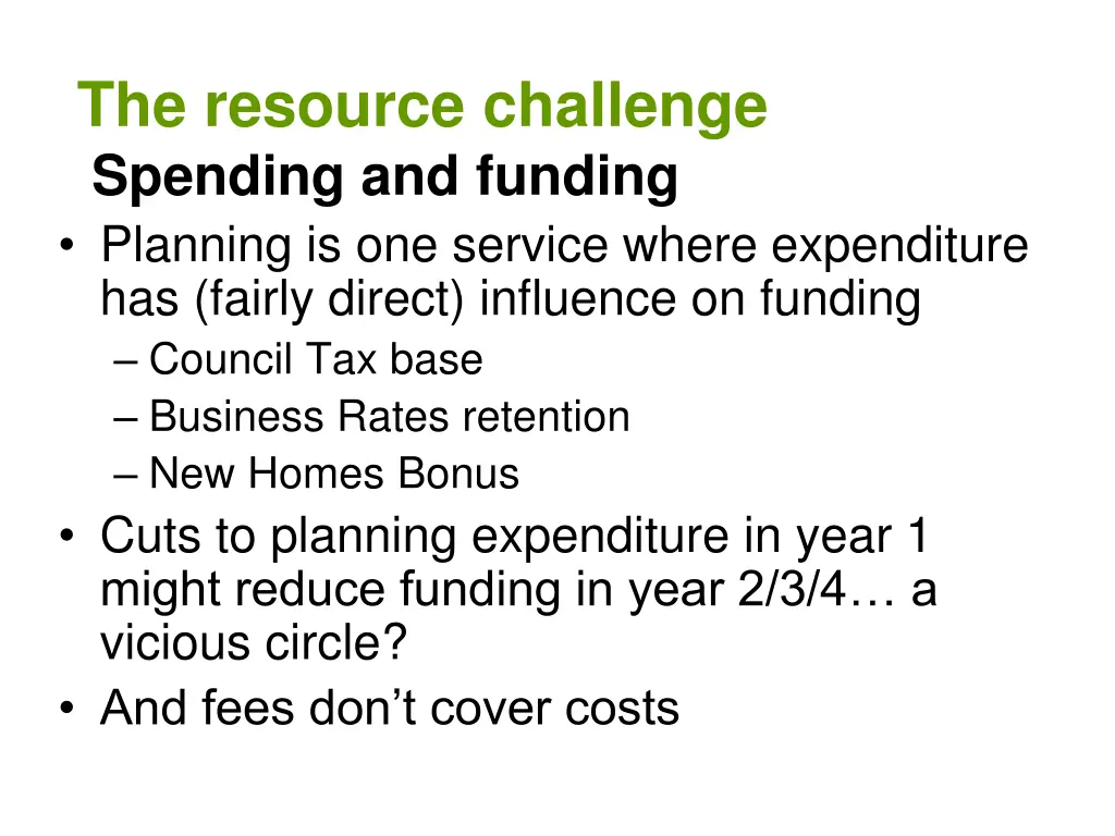 the resource challenge spending and funding