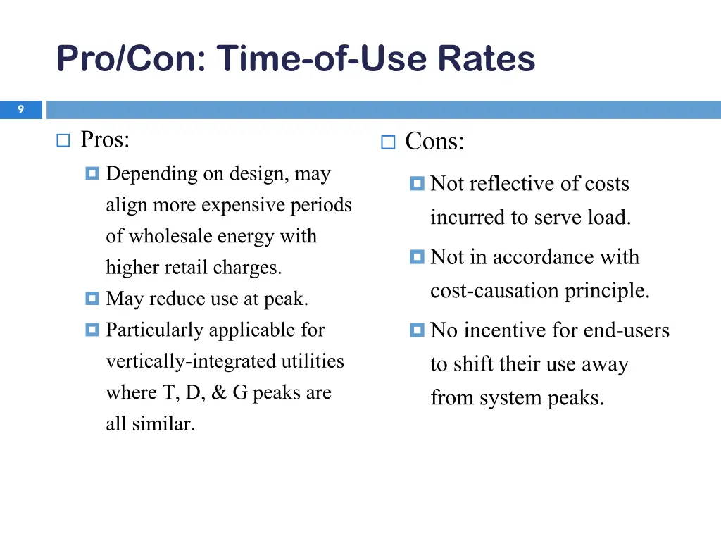 pro con time of use rates