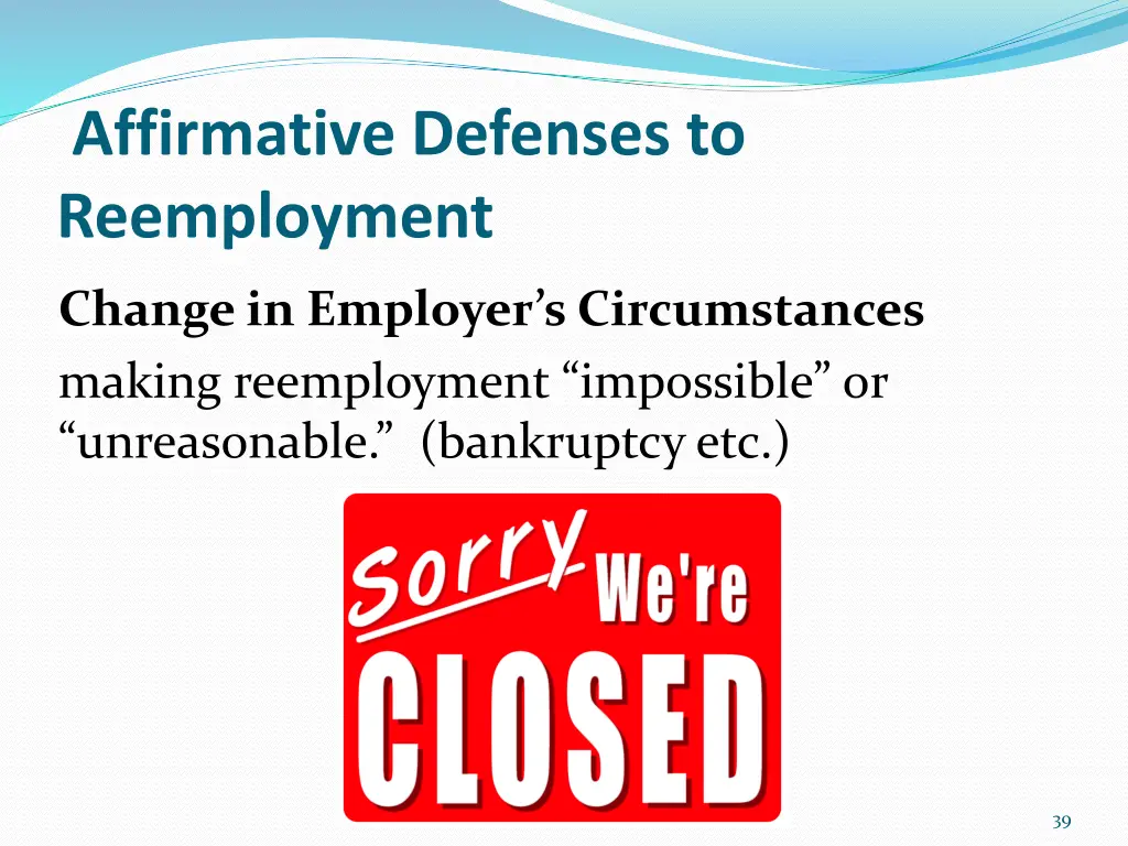 affirmative defenses to reemployment