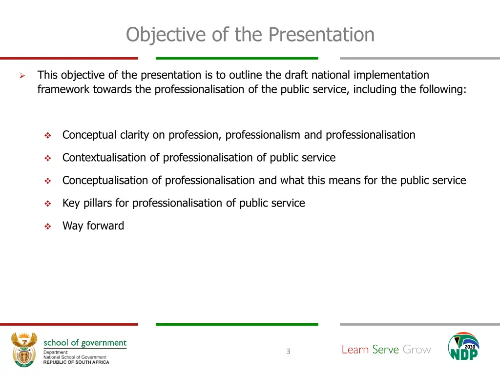 objective of the presentation