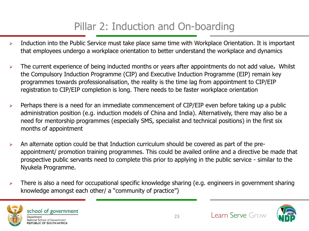 pillar 2 induction and on boarding