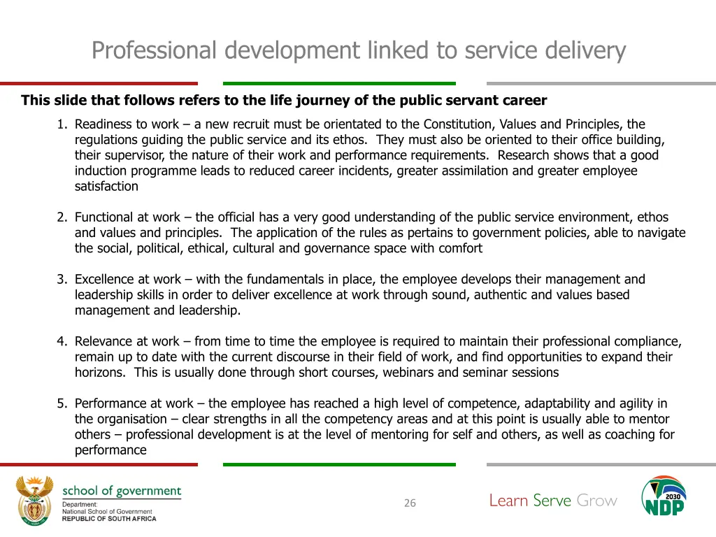 professional development linked to service