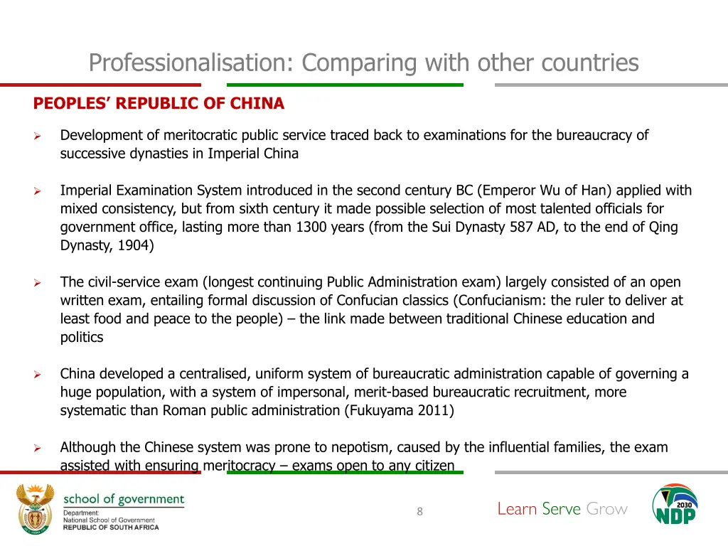 professionalisation comparing with other countries