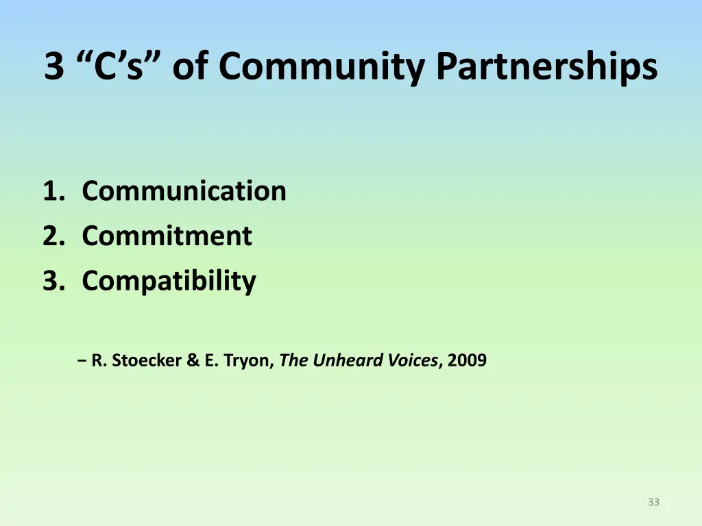 3 c s of community partnerships