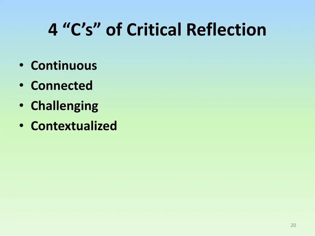 4 c s of critical reflection