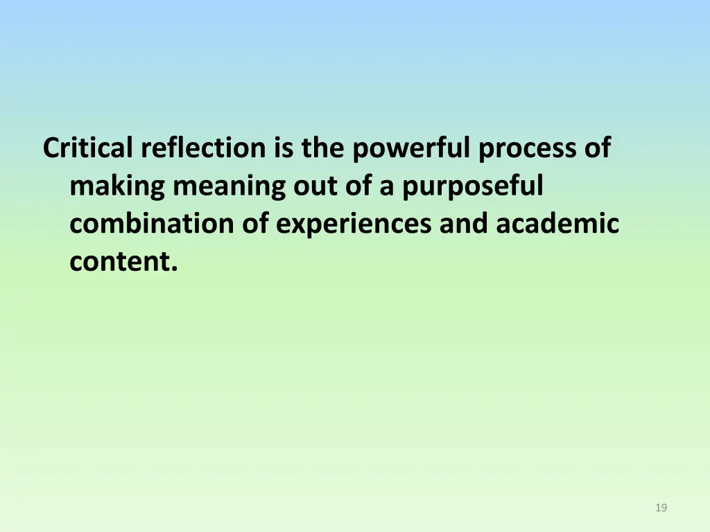 critical reflection is the powerful process