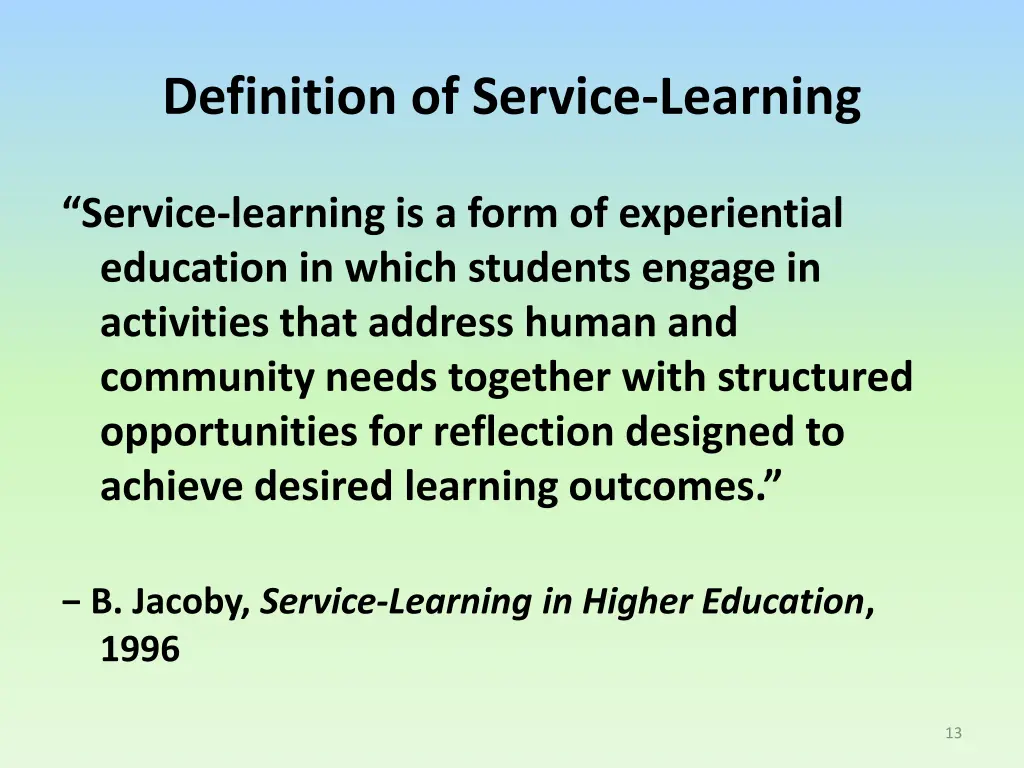 definition of service learning