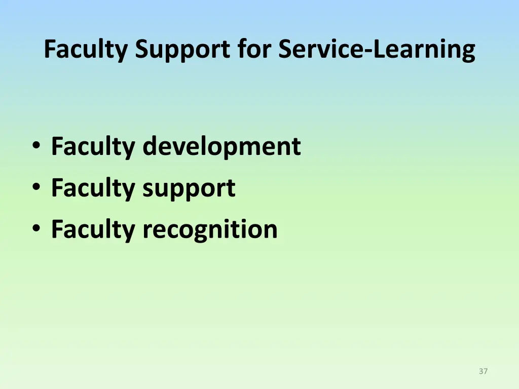 faculty support for service learning