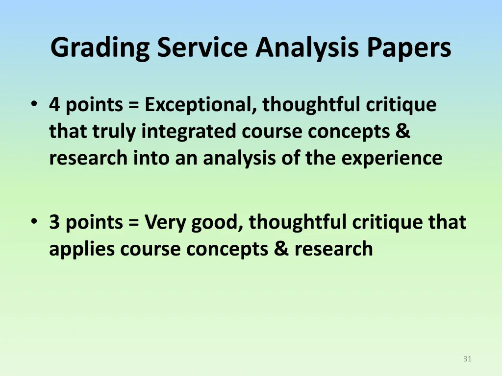 grading service analysis papers