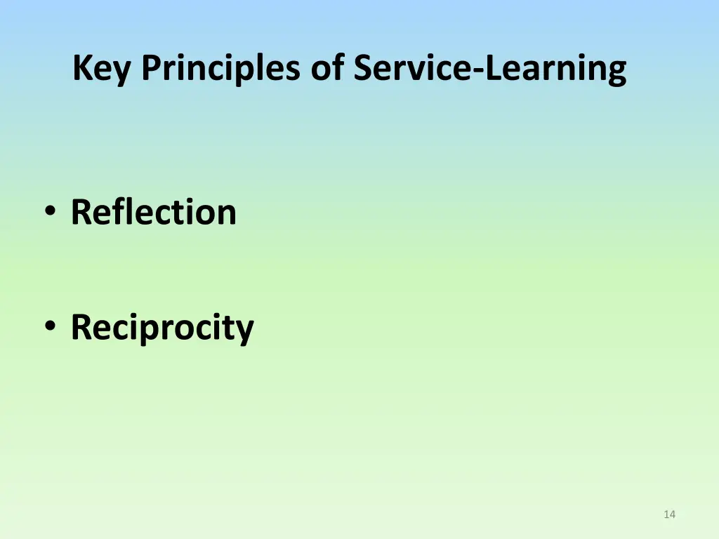 key principles of service learning