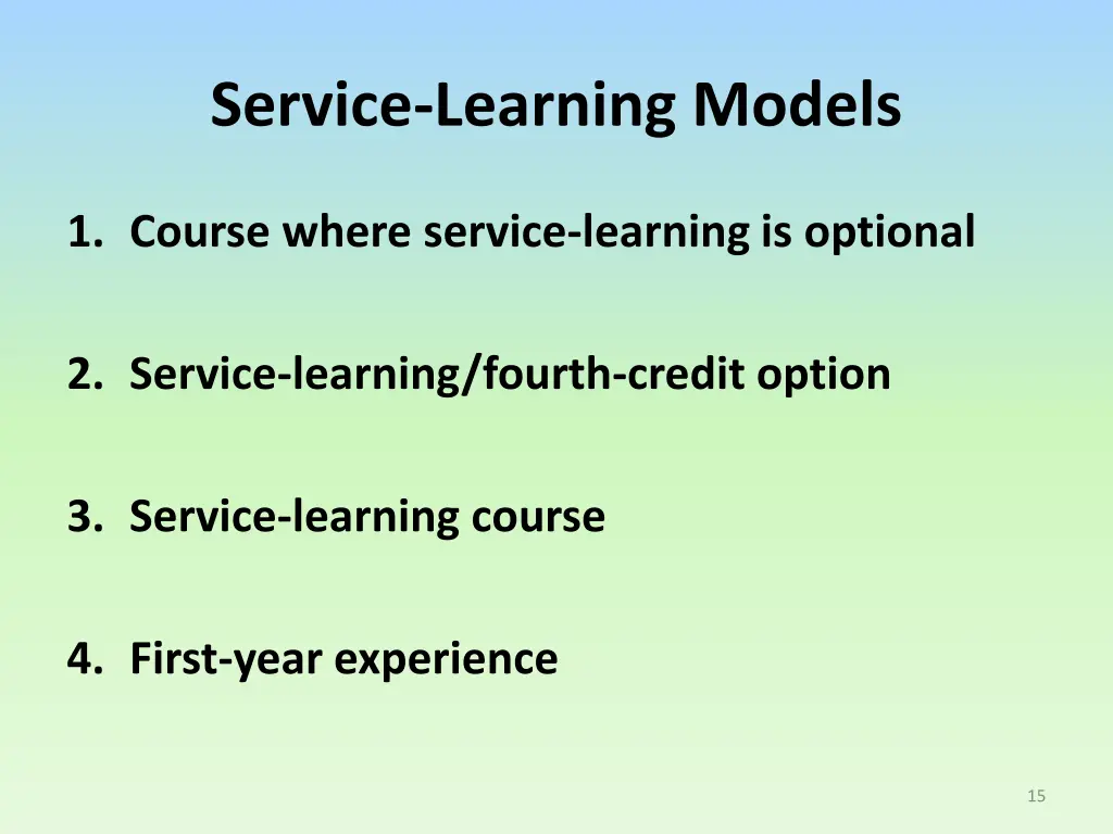 service learning models