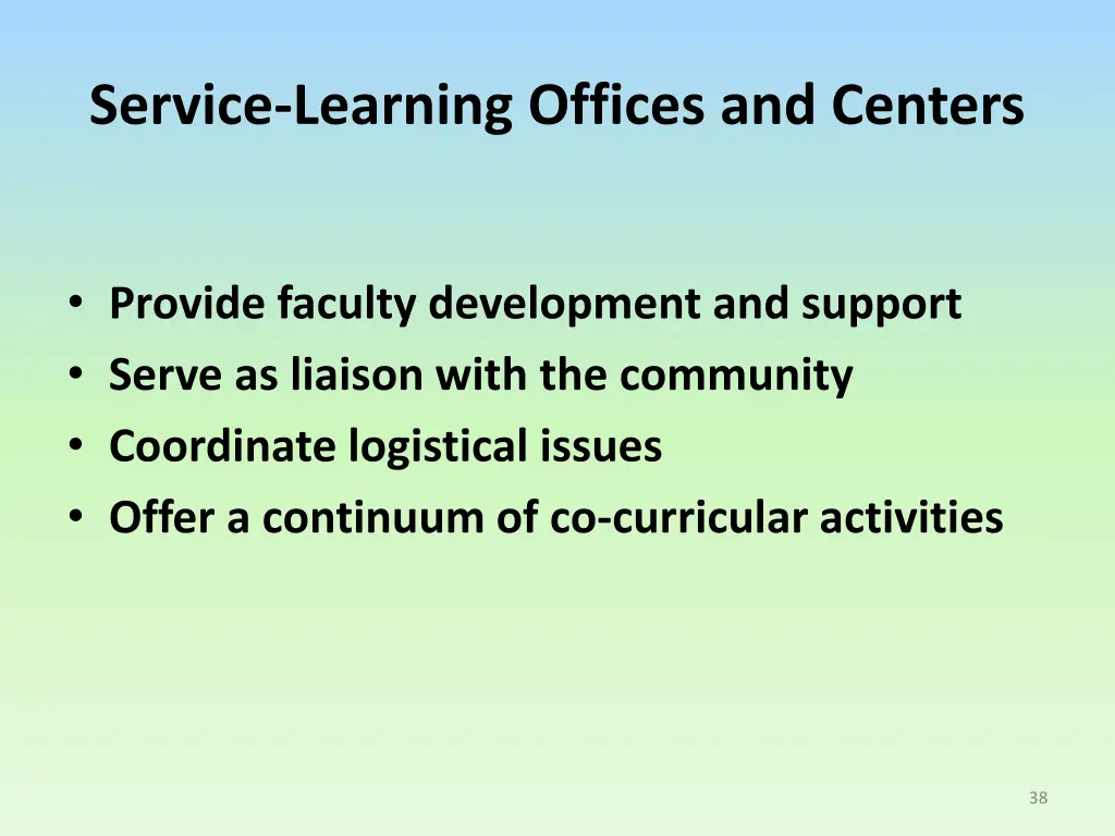 service learning offices and centers