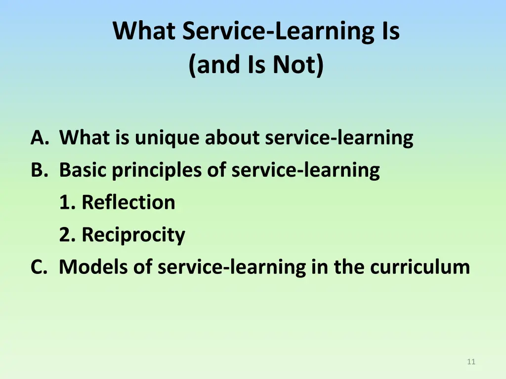 what service learning is and is not