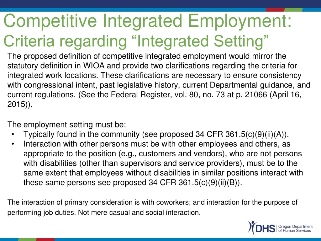 competitive integrated employment criteria 1