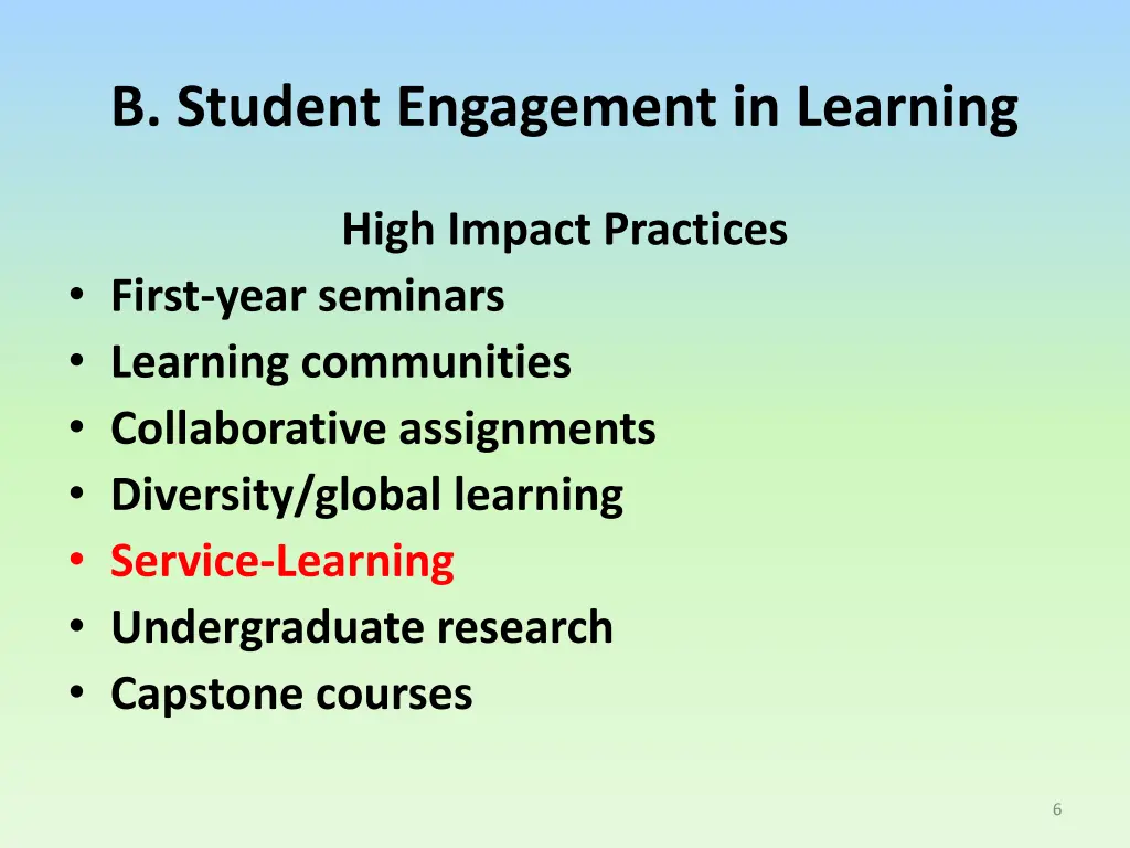 b student engagement in learning