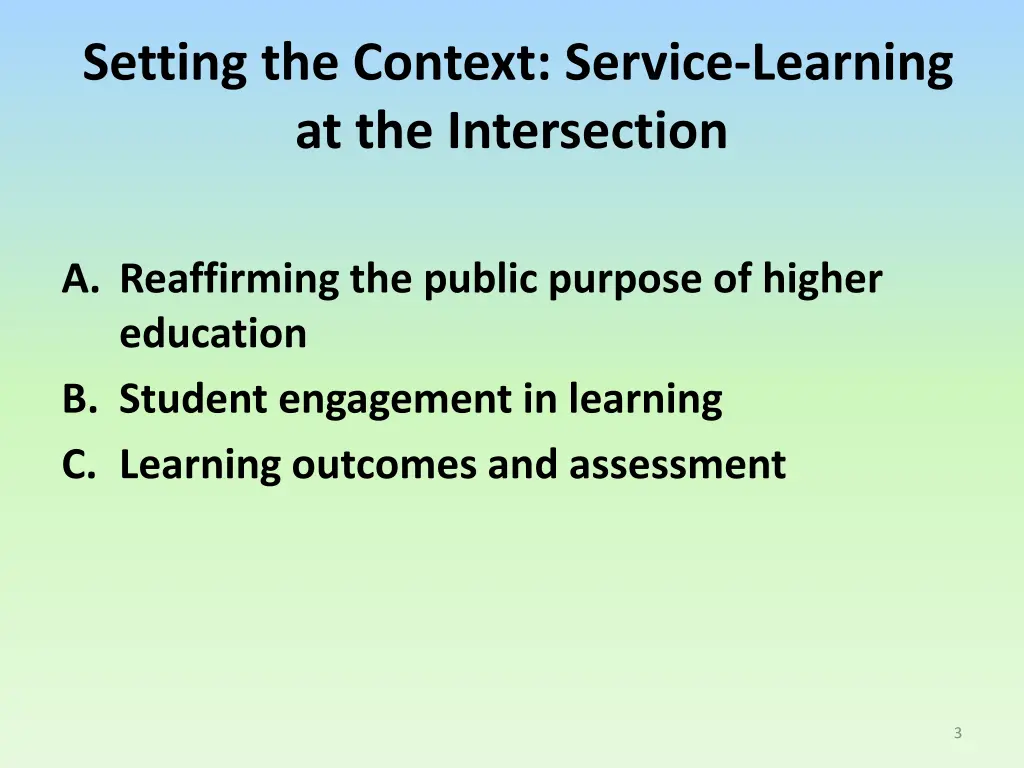 setting the context service learning