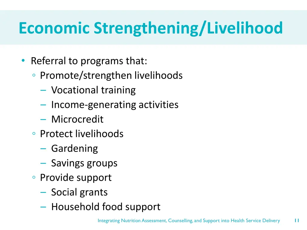 economic strengthening livelihood