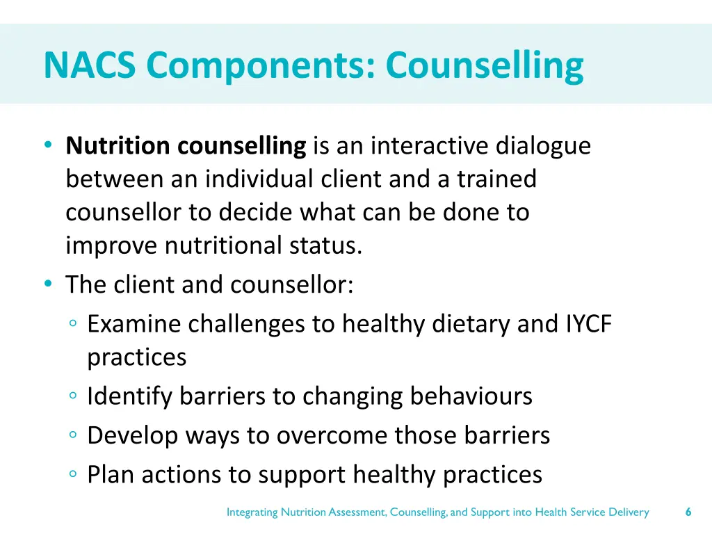 nacs components counselling