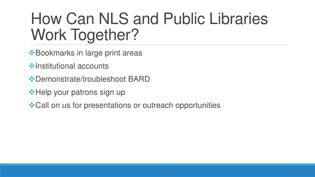 how can nls and public libraries work together