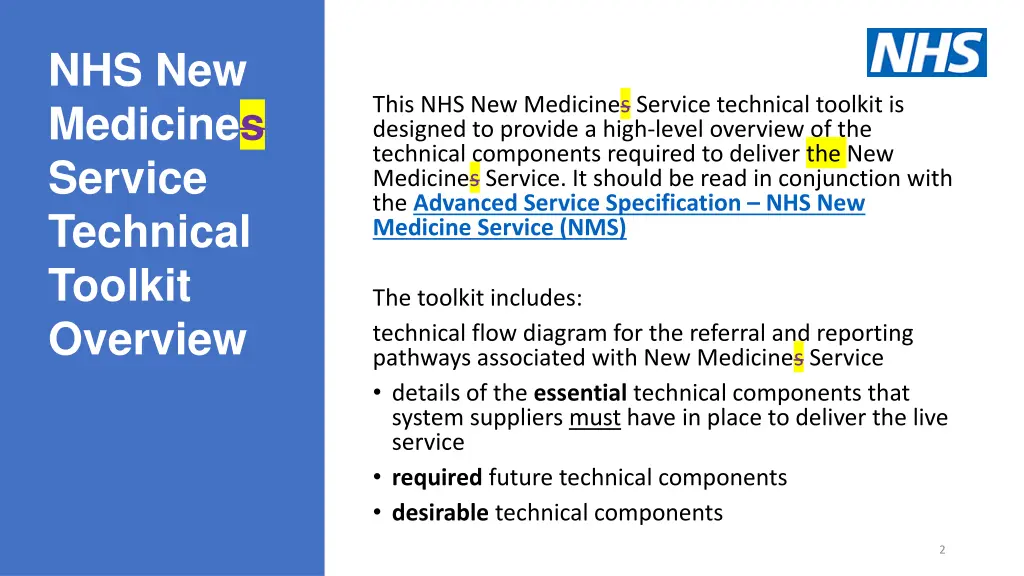 nhs new medicines service technical toolkit