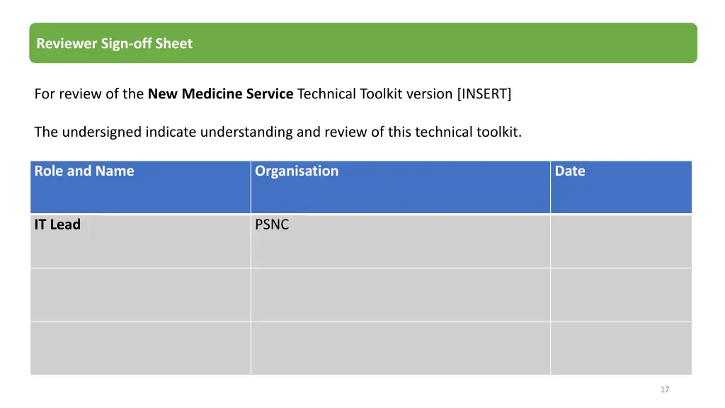 reviewer sign off sheet