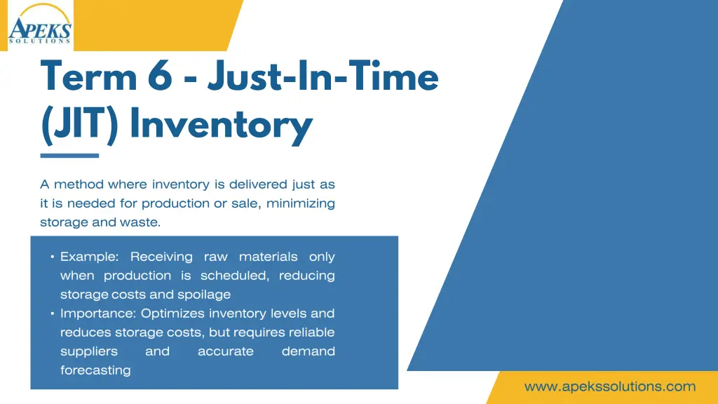 term 6 just in time jit inventory