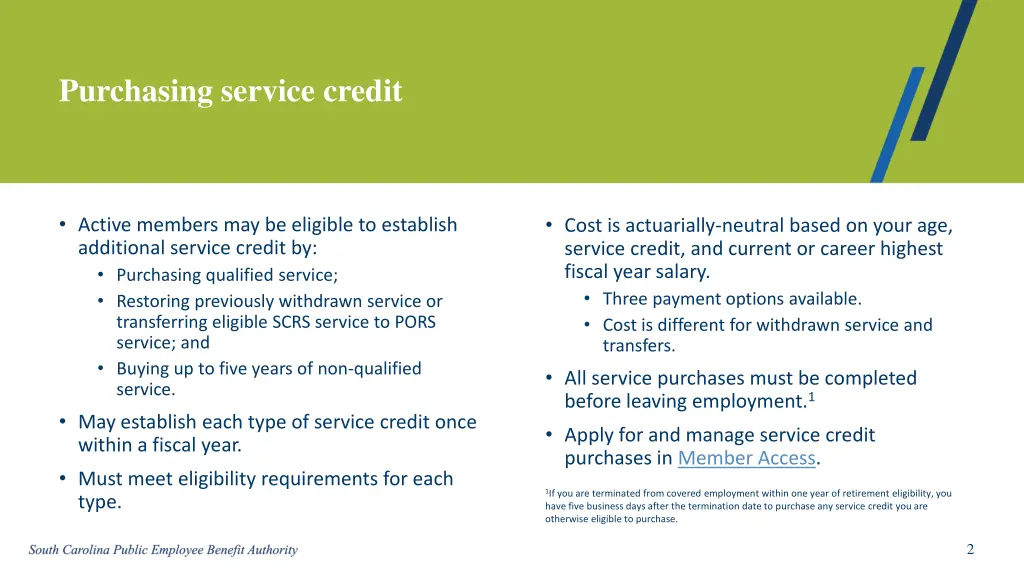 purchasing service credit