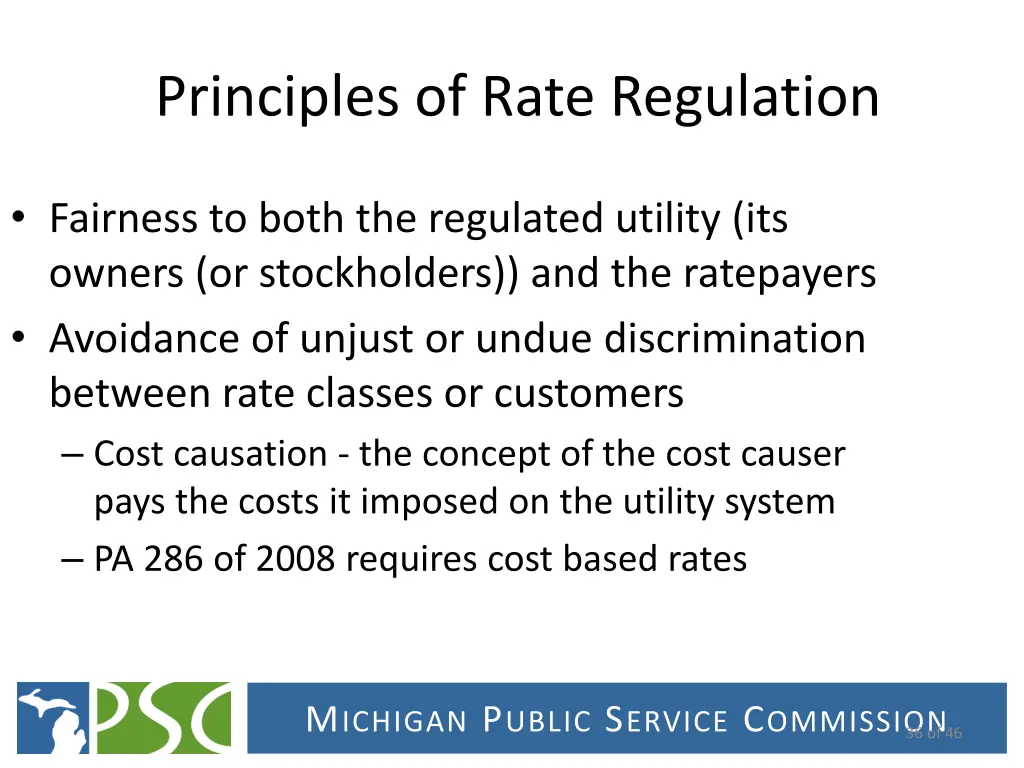 principles of rate regulation