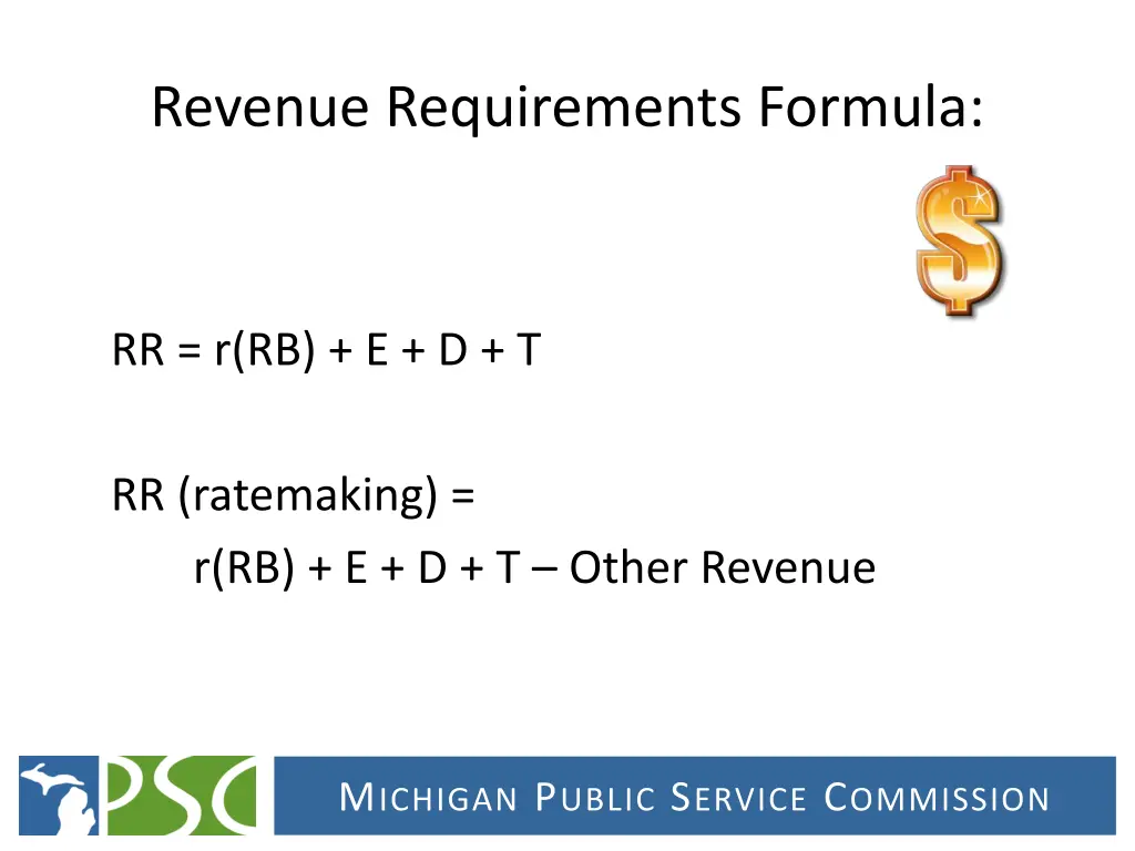 revenue requirements formula