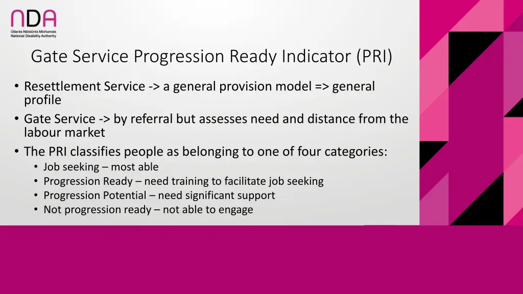 gate service progression ready indicator pri