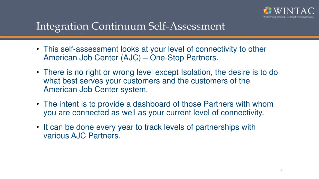 integration continuum self assessment