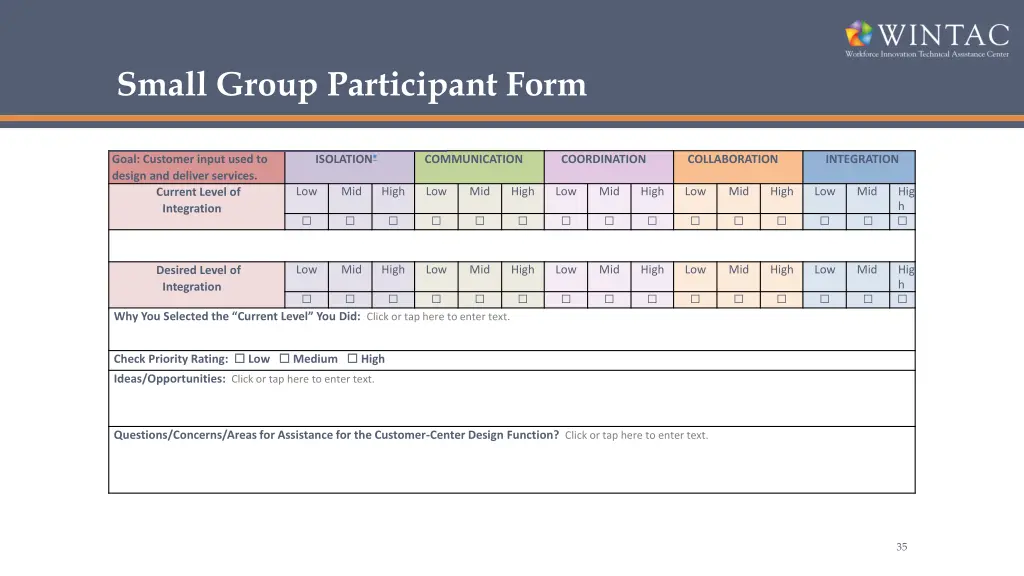 small group participant form