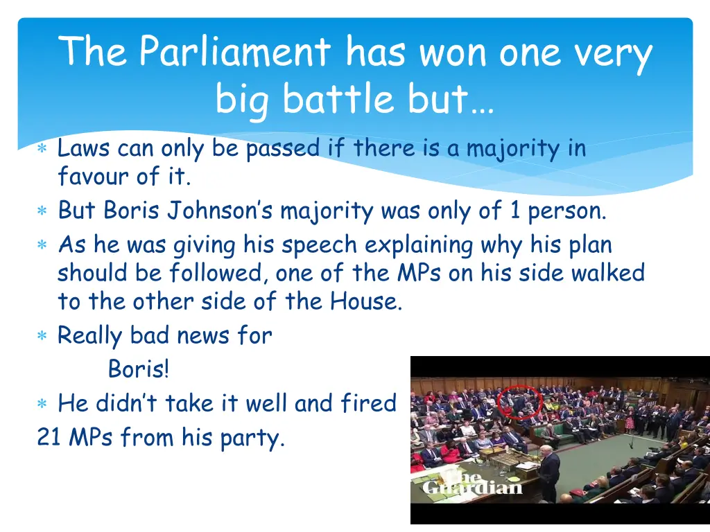 the parliament has won one very big battle but