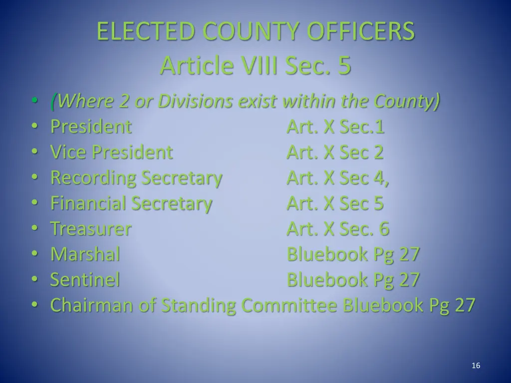 elected county officers article viii sec 5 where