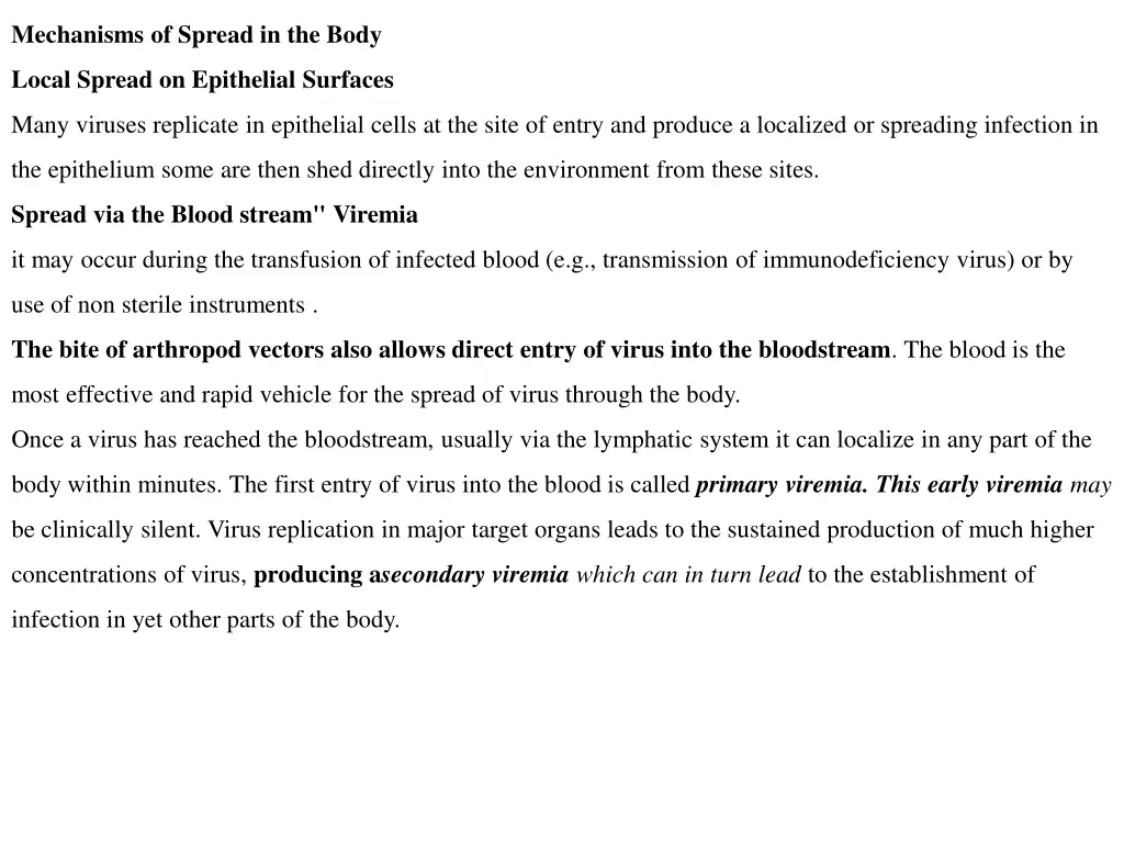 mechanisms of spread in the body