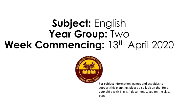 subject english year group two