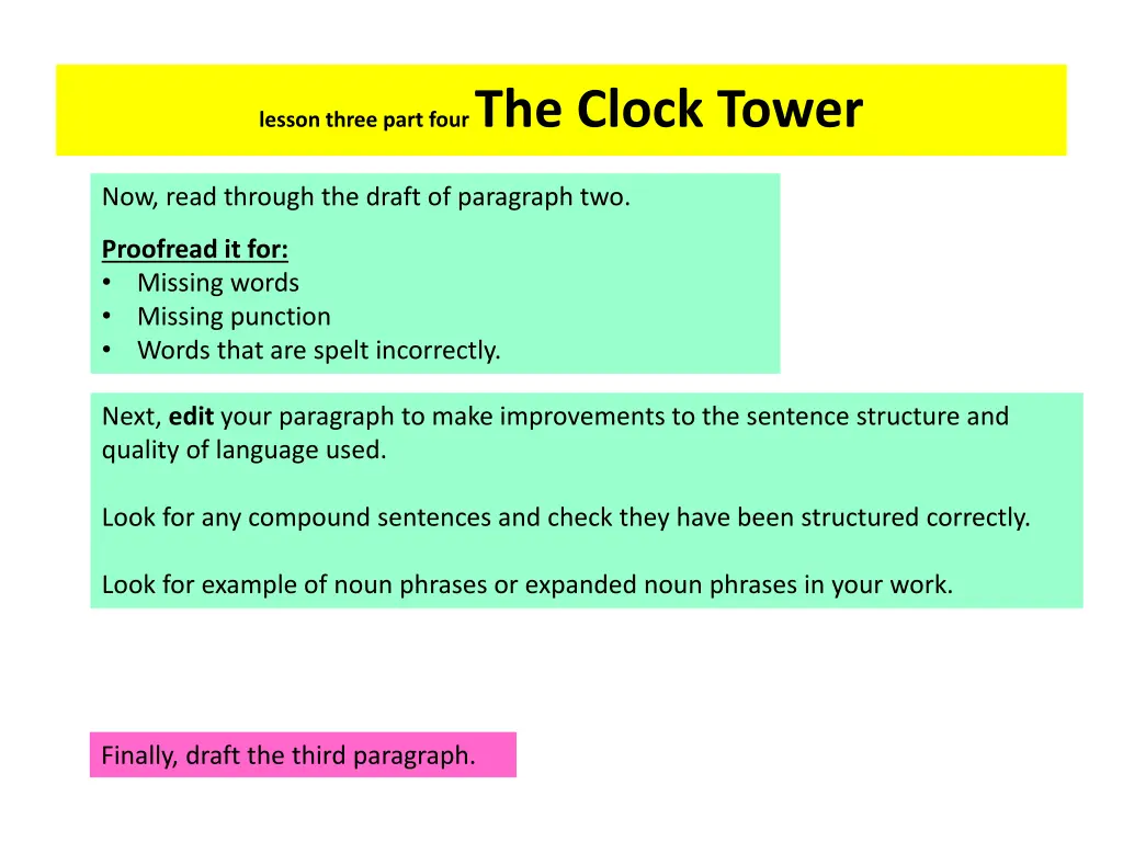 lesson three part four the clock tower