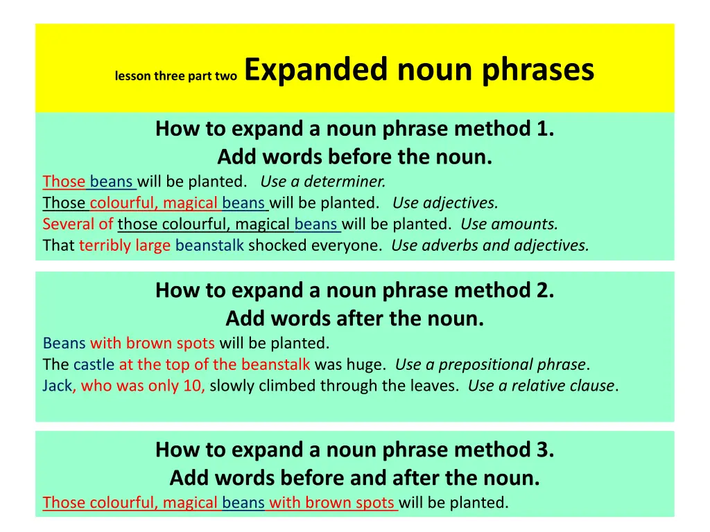 lesson three part two expanded noun phrases 1