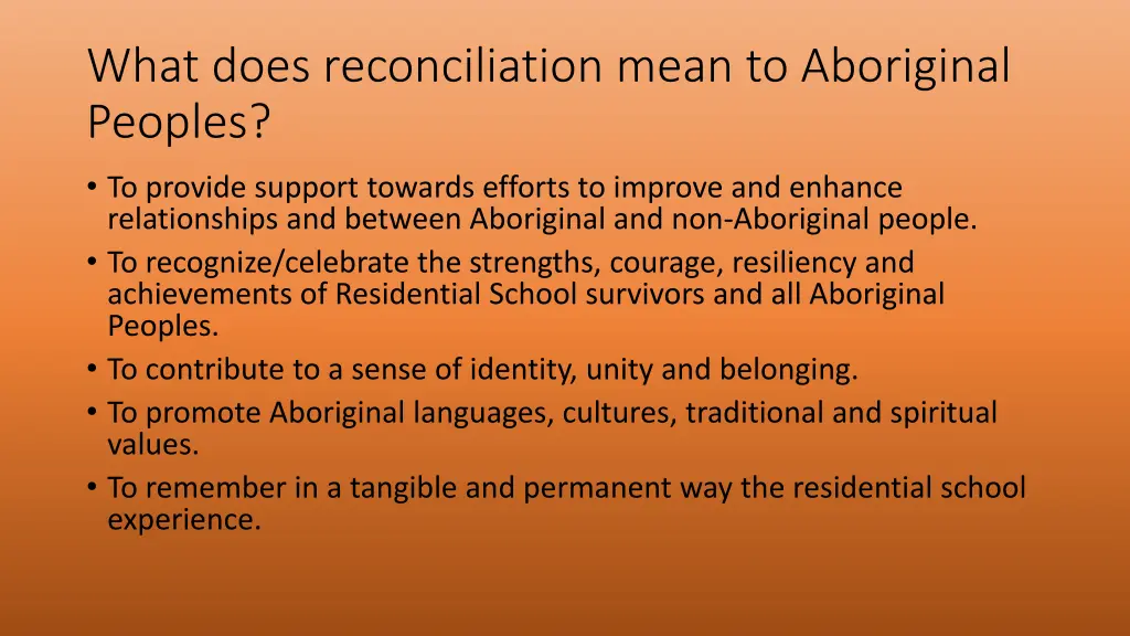 what does reconciliation mean to aboriginal