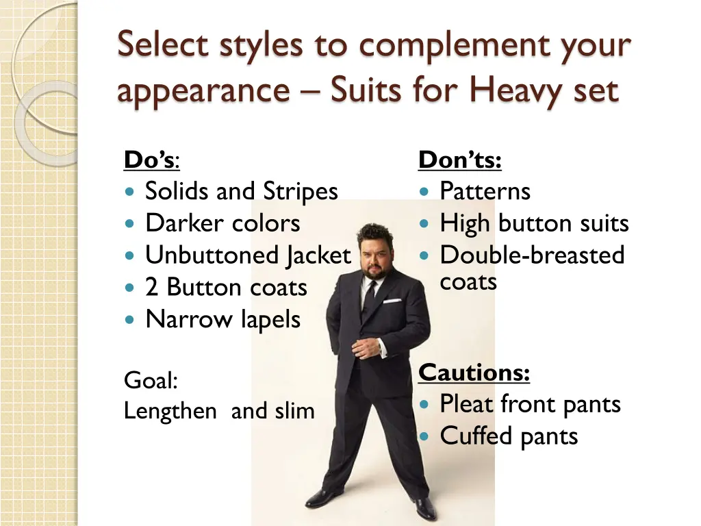 select styles to complement your appearance suits 2