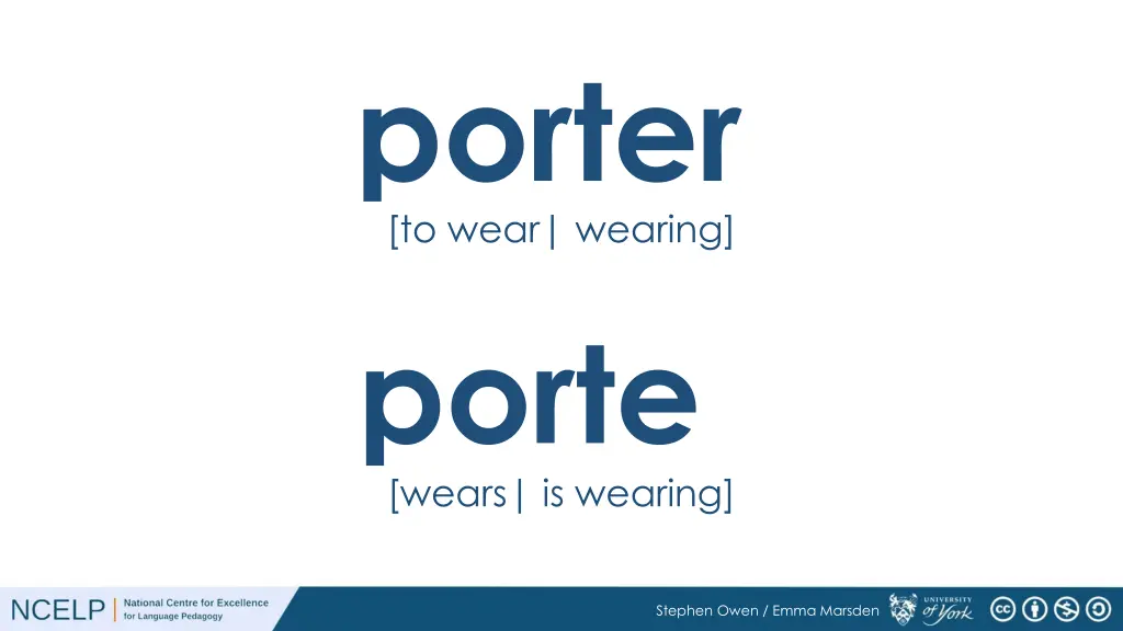 porter to wear wearing porte wears is wearing