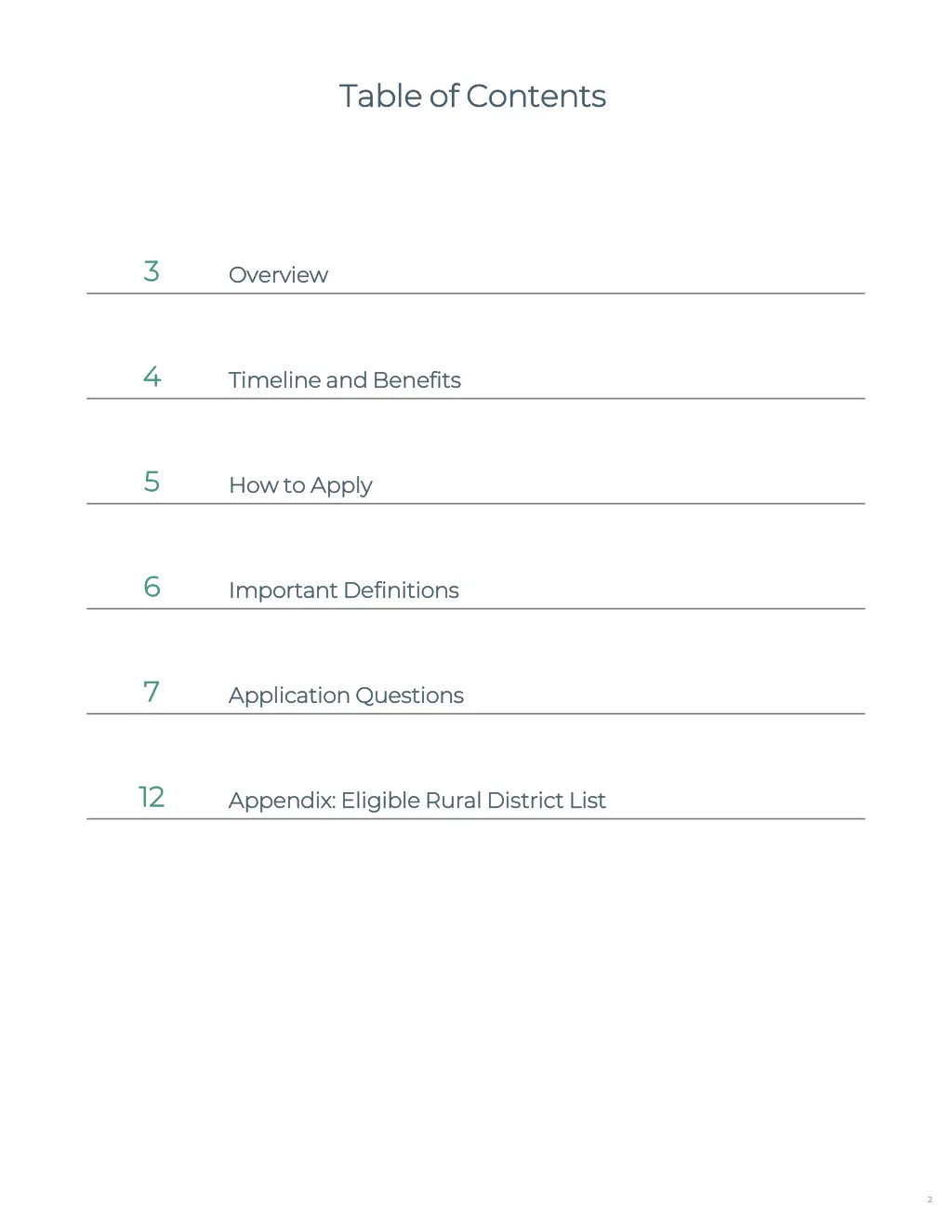 table of contents table of contents