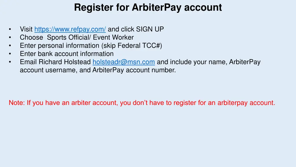 register for arbiterpay account