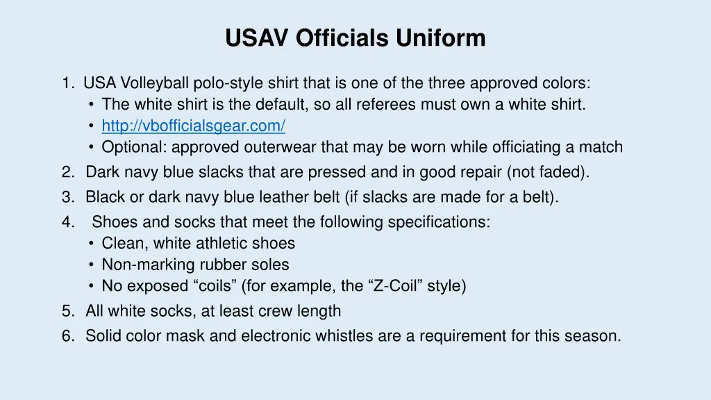 usav officials uniform