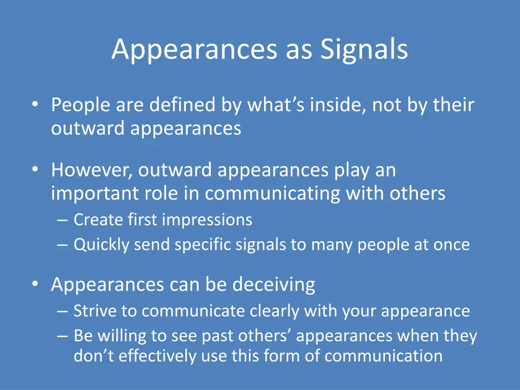 appearances as signals