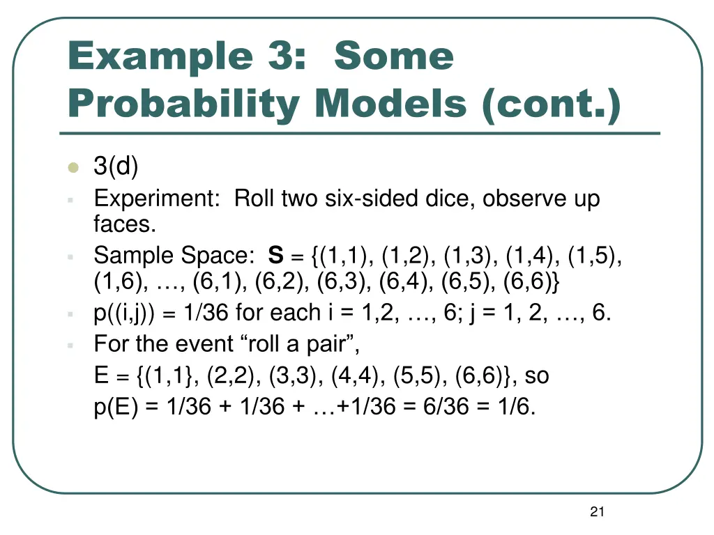 example 3 some probability models cont 2