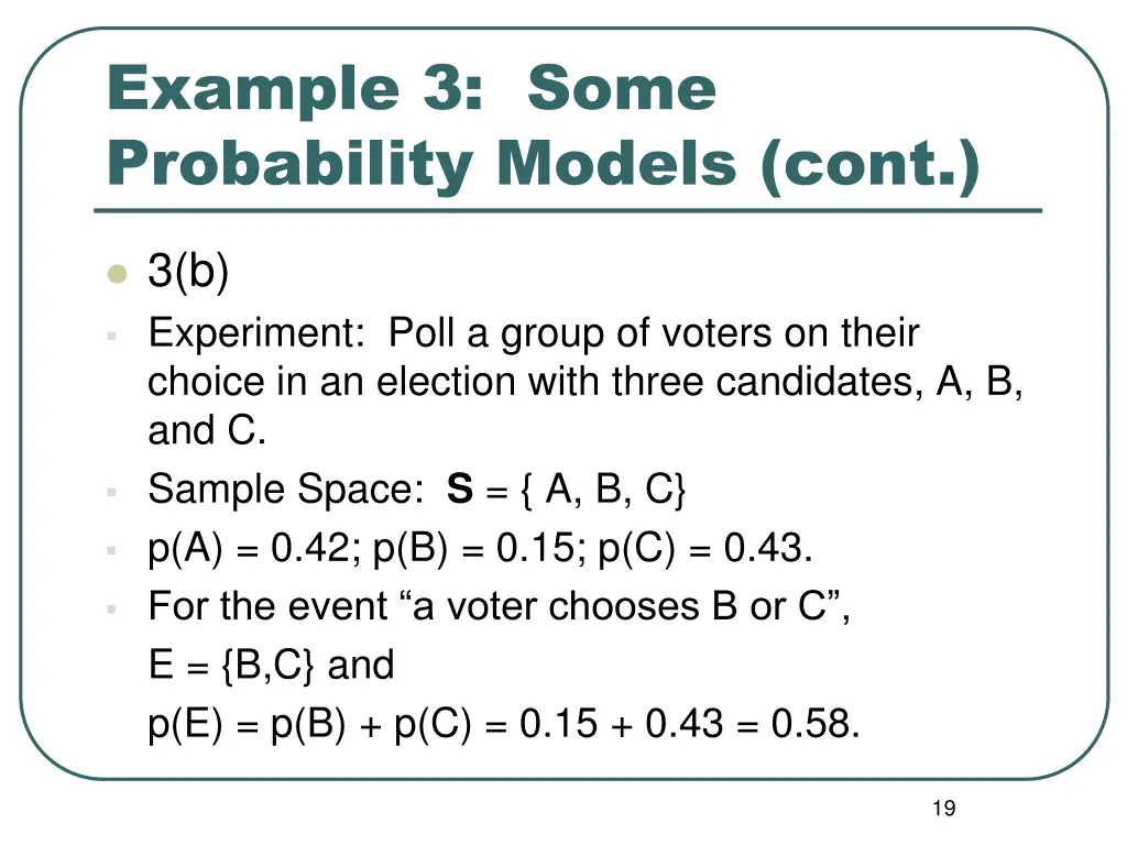 example 3 some probability models cont