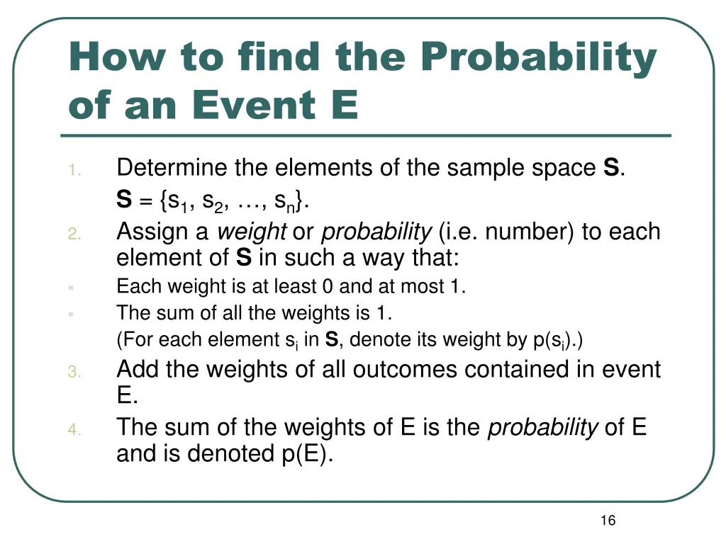 how to find the probability of an event e